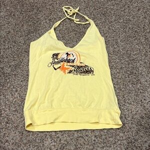 Anchor Blue Graphic Yellow Tank Top